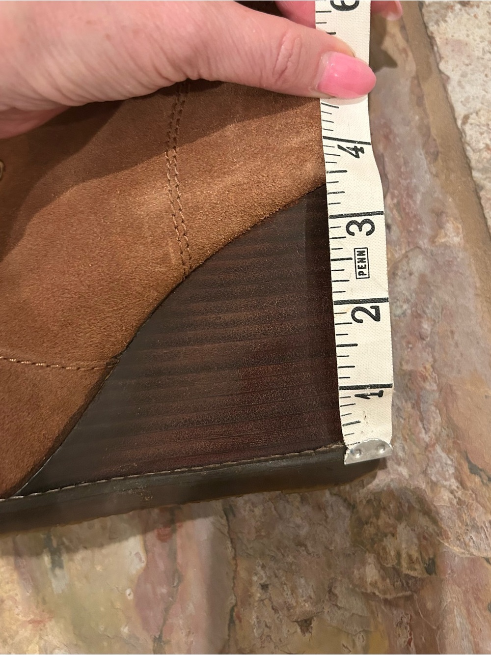 Mango Suede Lace-Up Wedge Booties — Tan, Size 9 - Picture 7 of 10